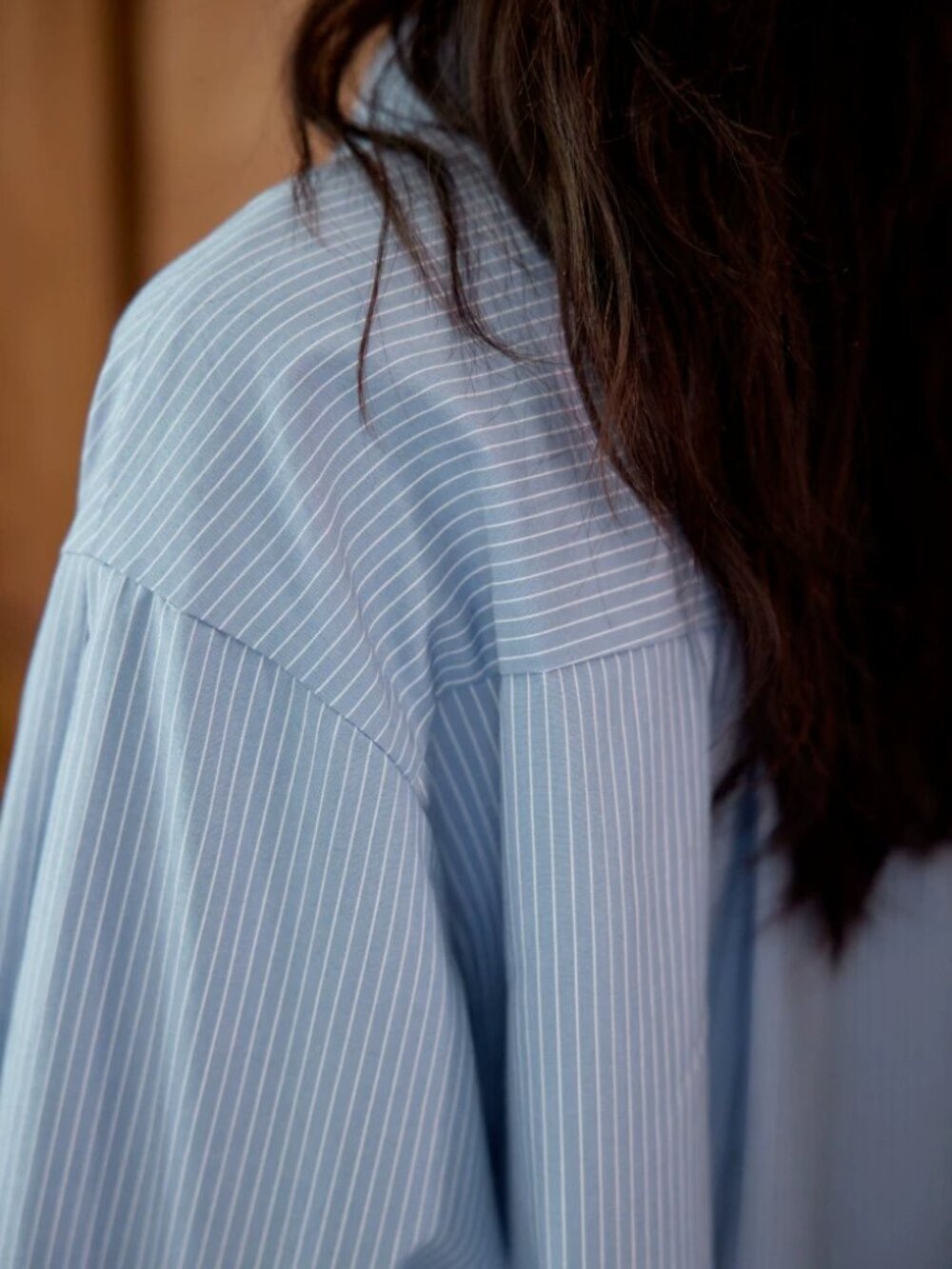 Nov eliste French Literary Style Blue Striped Embroidered Pocket Shirt Size S - Picture 5 of 7